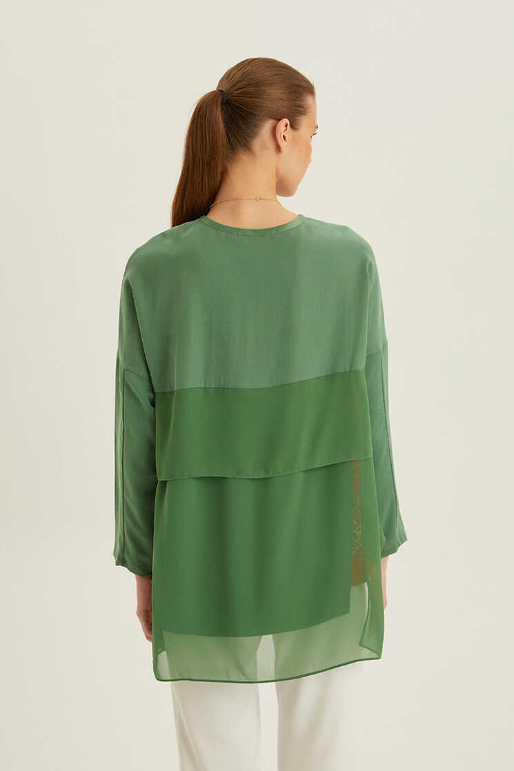 Empirme Desenli Bluz - Yeşil