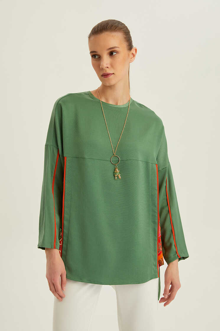 Empirme Desenli Bluz - Yeşil